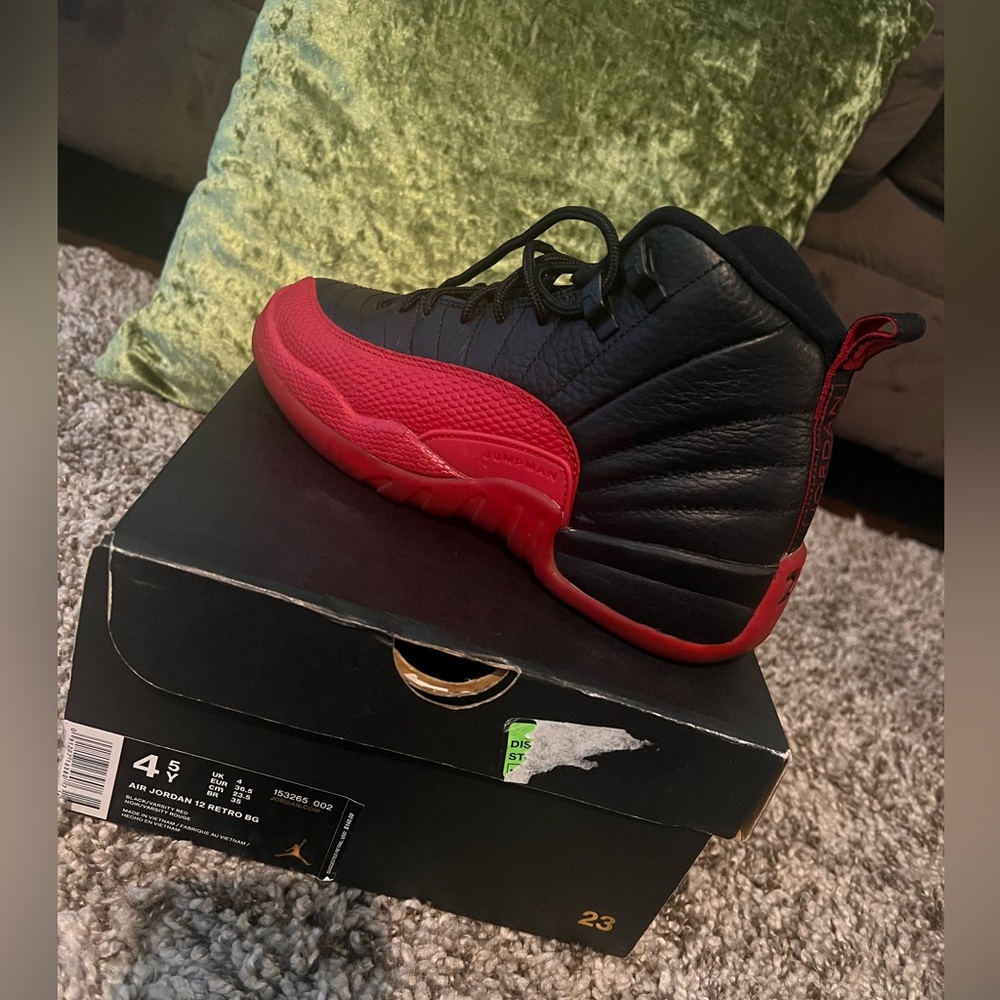 Black and red Jordan retro 12’s size 4.5y